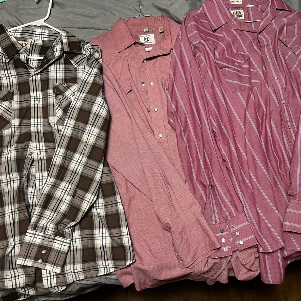 Bundle of three pearl snap western shirts